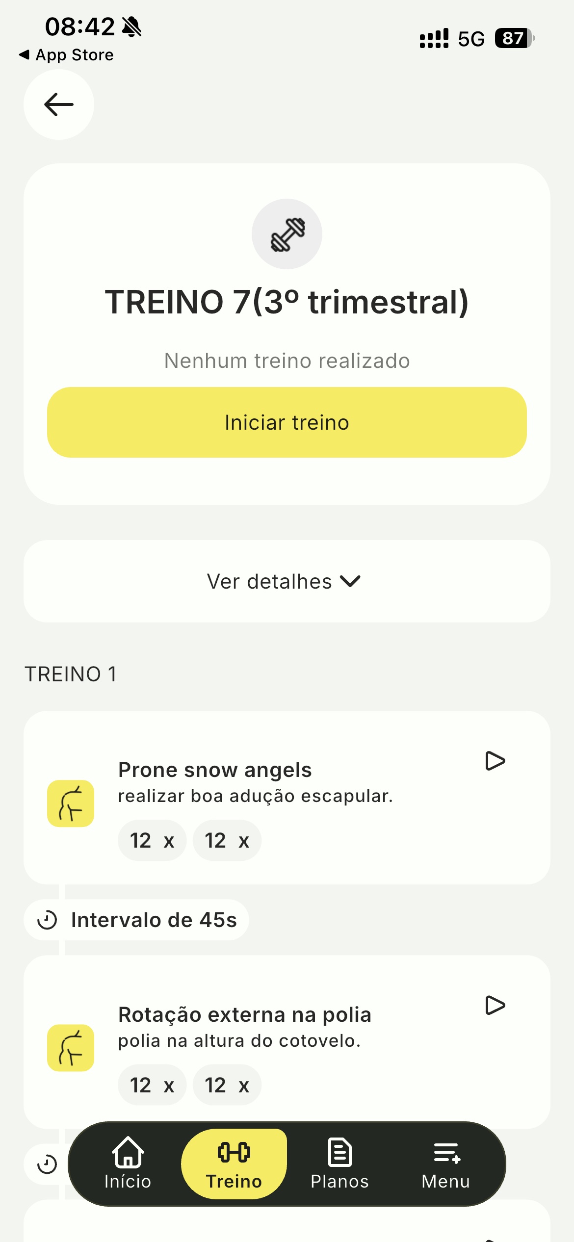 Aplicativo de acompanhamento de treino utilizado pelos alunos da Mel França